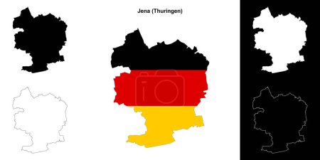 Jena (Thuringen) blank outline map set