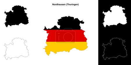 Illustration for Nordhausen (Thuringen) blank outline map set - Royalty Free Image