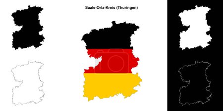 Saale-Orla-Kreis (Thuringen) blank outline map set