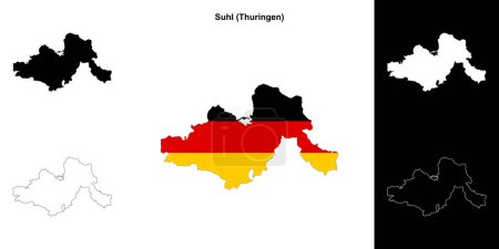 Suhl (Thuringen) blank outline map set
