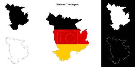 Illustration for Weimar (Thuringen) blank outline map set - Royalty Free Image