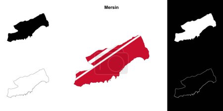 Mersin province outline map set
