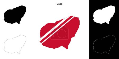 Usak province outline map set