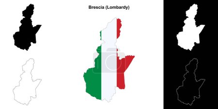 Brescia province outline map set