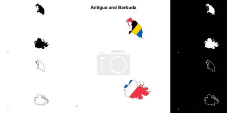 Antigua and Barbuda blank outline map set