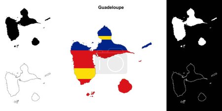 Guadeloupe blank outline map set