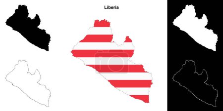 Liberia blank outline map set