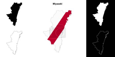 Miyazaki prefecture outline map set