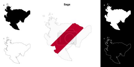 Saga prefecture outline map set