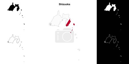 Shizuoka prefecture outline map set