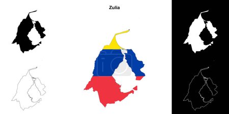 Zulia state outline map set