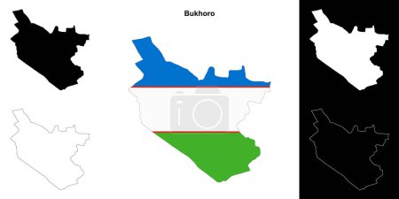 Bukhoro region outline map set