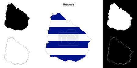 Uruguay blank outline map set