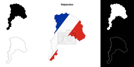 Valparaiso region outline map set
