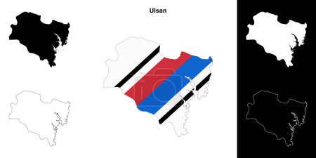 Ulsan province outline map set