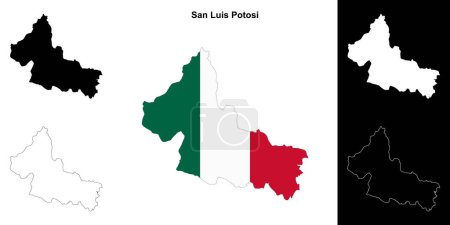 San Luis Potosi state outline map set