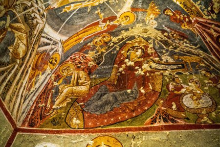 Photo for Cappadocia, Turkey - September 13, 2021: Frescos on the Ceiling of Apple Church or Elmali Kilise in the Goreme Open Air Museum in Cappadocia Turke - Royalty Free Image