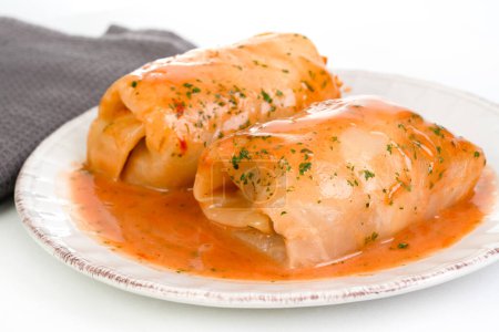 Photo for Cabbage rolls with meat in tomato sauce - Royalty Free Image