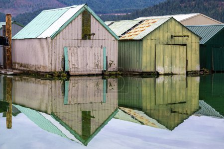 Téléchargez les photos : Maisons de Bateau sur le Lac Chatcolet, Idaho - en image libre de droit