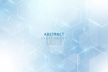 Illustration for Vector modern polygons shape with blue light. Abstract geometric technology background. - Royalty Free Image