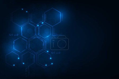 Illustration for Vector abstract technology hexagonal modern futuristic blue light background. - Royalty Free Image