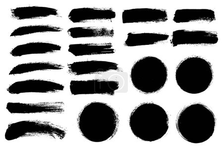 Illustration for Vector set of black paint, ink brish stroke, dirty element. - Royalty Free Image