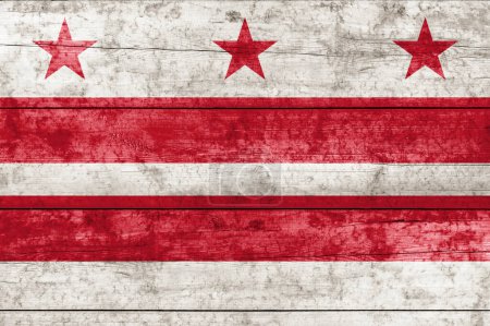 Téléchargez les photos : Drapeau Washington DC sur une surface en bois. Bannière du drapeau Washington DC grunge. - en image libre de droit