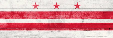 Téléchargez les photos : Drapeau Washington DC sur une surface en bois. Bannière du drapeau Washington DC grunge. - en image libre de droit