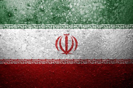 Photo for Grunge Iran flag. Dirty Iranian flag on a metal surface. - Royalty Free Image