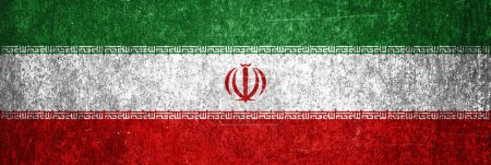 Photo for Banner of the grunge Iran flag. Dirty Iranian flag on a metal surface. - Royalty Free Image
