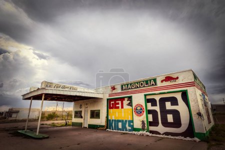 Photo for The abandoned Magnolia gas station on historic Route 66 in Tucumcari, New Mexico - Royalty Free Image