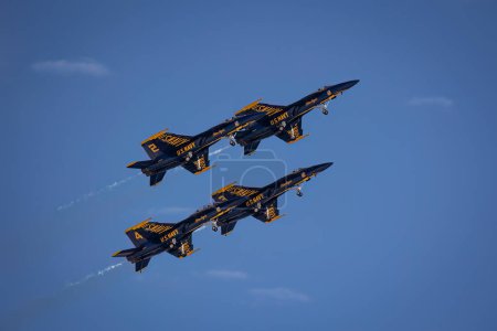 Photo for The US Navy Blue Angels perform at the 2022 Miramar Airshow in San Diego, California. - Royalty Free Image