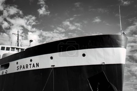 Téléchargez les photos : Le SS Spartan, un traversier de voiture retiré du lac Michigan et maintenant un navire partiel pour le SS Badger, amarré à Ludington, Michigan. - en image libre de droit