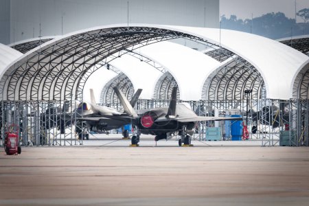 Photo for F-35 Lightnings sitting on the tarmac at America's Airshow 2023 in Miramar, California. - Royalty Free Image