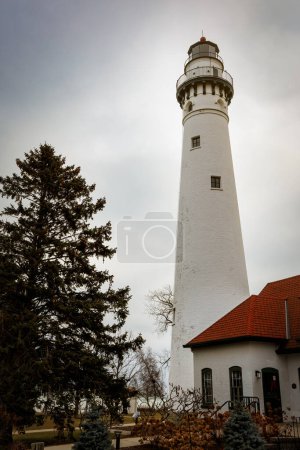 The Windpoint Lighthouse, built in 1880, at Racine, Wisconsin.