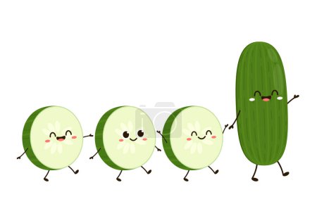 Cucumber. Cute cartoon vegetable vector character isolated on white background. Cucumber mascot.