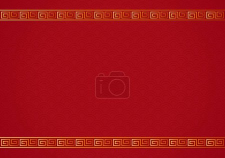 Illustration for Happy Chinese new year 2023. Chinese new year banner with circle for show product. Greeting card. China frame with lantern on red background. - Royalty Free Image