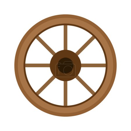 Téléchargez les illustrations : Vecteur de roue en bois. Roue en bois sur fond blanc. - en licence libre de droit