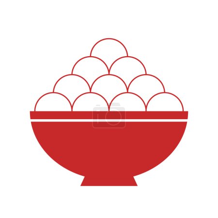 Illustration for Sweet dumpling in bowl icon, usually eat in Chinese New Year's Eve, Chinese Winter Solstice Festival, Mid-Autumn Festival or Lantern Festival. - Royalty Free Image