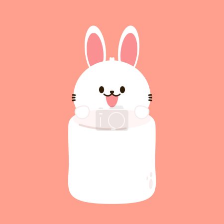 Illustration for Rabbit in Christmas day. Cute Rabbit and Marshmallow. Vector illustration. - Royalty Free Image