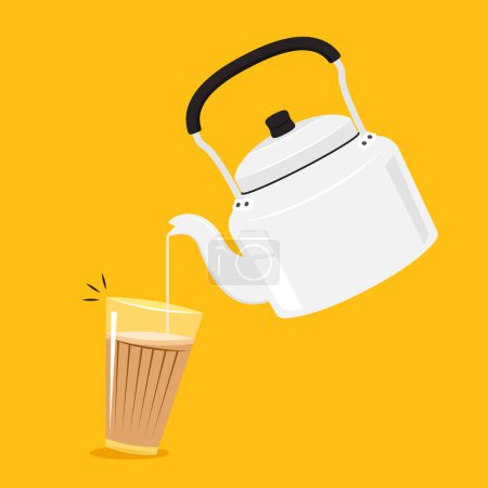 Illustration for Indian hot drink vector. Indian chai icon. Chai is Indian drink. Kettle vector. - Royalty Free Image