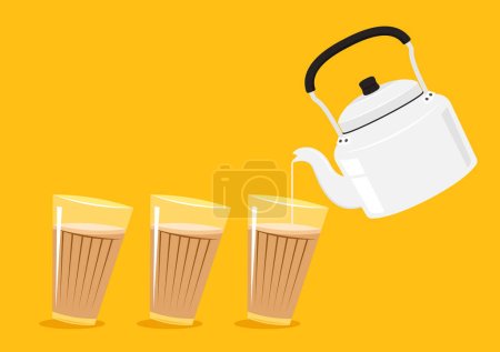 Illustration for Indian hot drink vector. Indian chai icon. Chai is Indian drink. Kettle vector. - Royalty Free Image