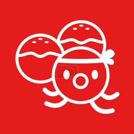 Cartoon Octopus With Takoyaki. Takoyaki is Japanese food. Octopus mascot.