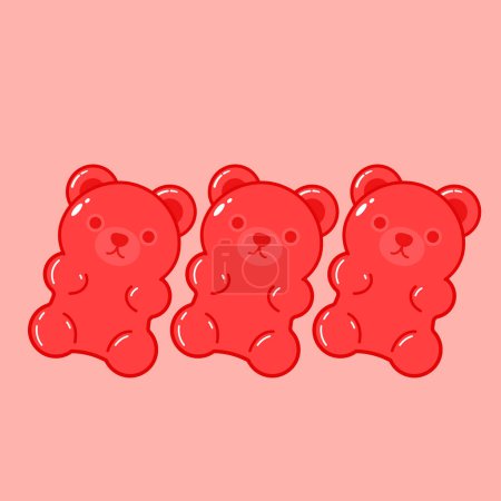 Illustration for Jelly bears fruit gummy. Character Illustrator vector design. Jelly bears in Valentine's day. - Royalty Free Image