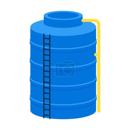 Vector illustration. Plastic barrels for water.Blue watet tank. isolated.