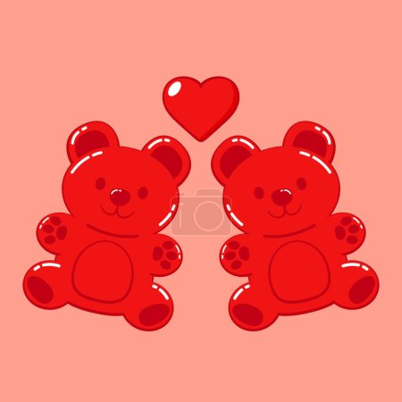 Jelly bears fruit gummy. Character Illustrator vector design. Jelly bears in Valentine's day.