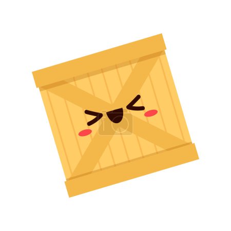 Illustration for Wooden box vector. Wooden box on white background. Wooden box character design. - Royalty Free Image