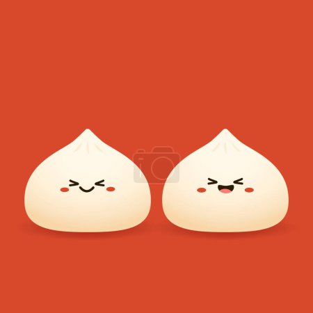 Chinese Steam Bun illustration vector. Asian food vector illustration. Baozi or bao is Chinese food.