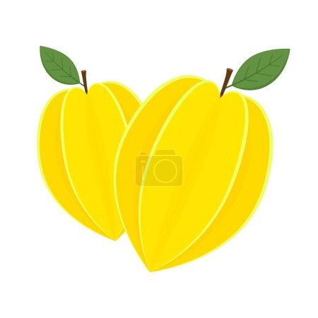Carambola star fruit vector. Carambola star fruit in flat style. Vector illustration isolated on white background.