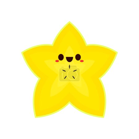 Carambole étoile vecteur de fruits. Carambola star fruit dans un style plat. Illustration vectorielle isolée sur fond blanc.